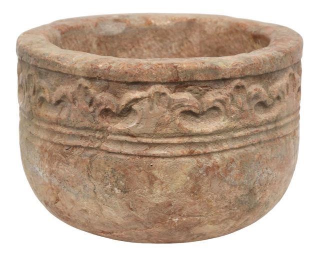 Appraisal: Carved Italian stone planter pot having a wide foliate band