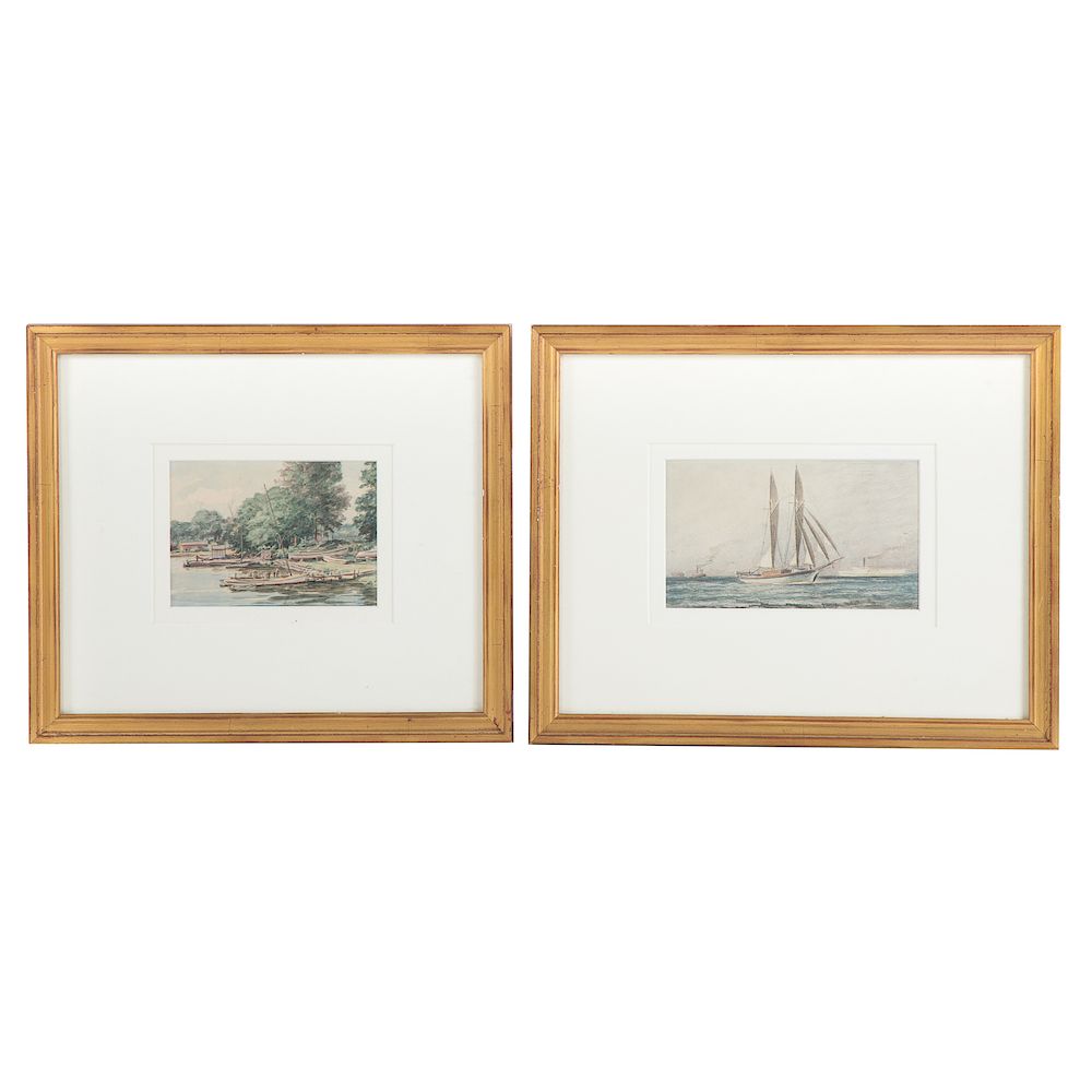 Appraisal: Attrib to Louis J Feuchter Two Watercolors American - Double