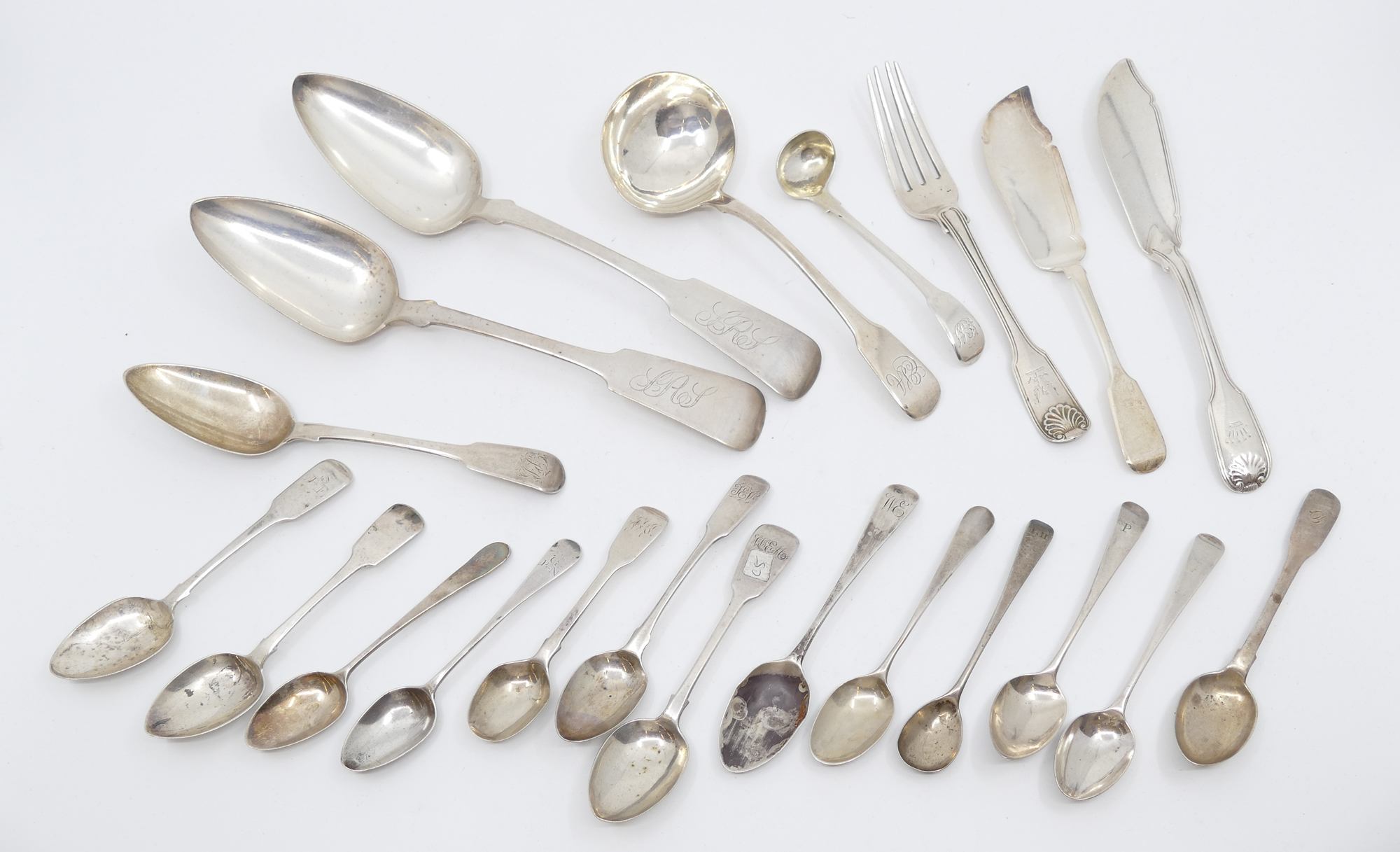 Appraisal: pc English Georgian Silver Flatware- g TW Includes pc Serving