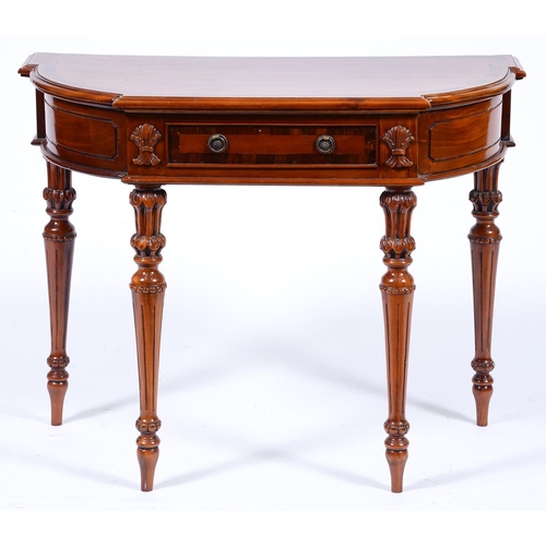 Appraisal: A breakfront mahogany and crossbanded side table in Regency style