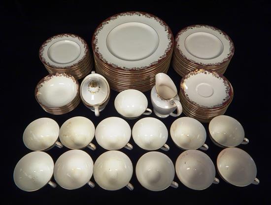 Appraisal: Royal Doulton dinner service Winthrop pattern eighty pieces gilded leaf