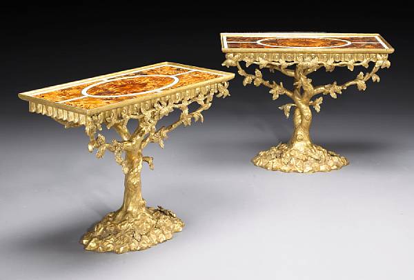 Appraisal: A pair of George III style giltwood tortoiseshell and ivory