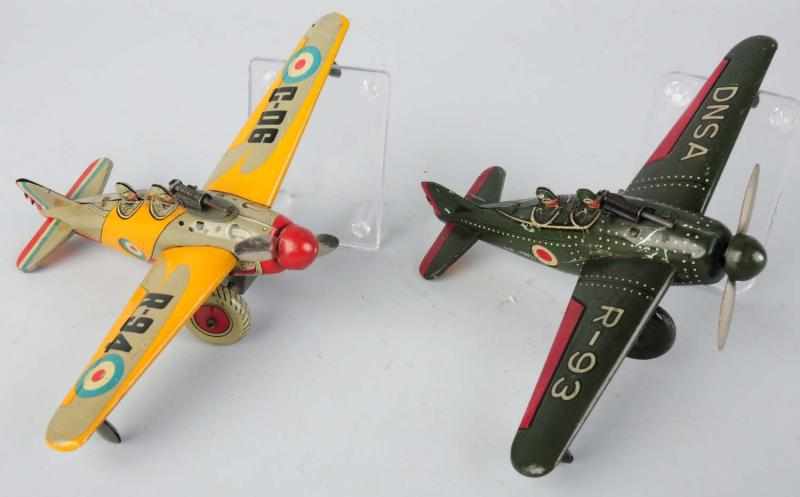 Appraisal: Lot of Tin Litho Airplane Wind-Up Toys Japanese Working Both