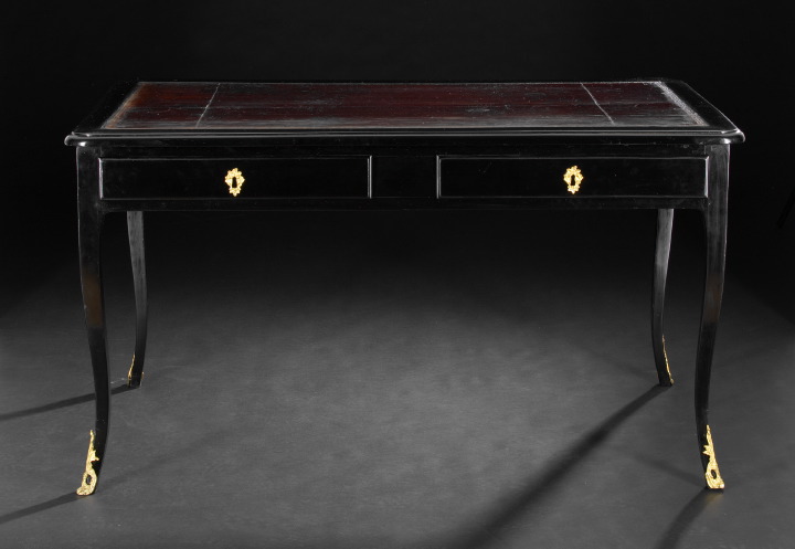 Appraisal: Louis XV-Style Ebonized Bureau Plat early th century the rounded