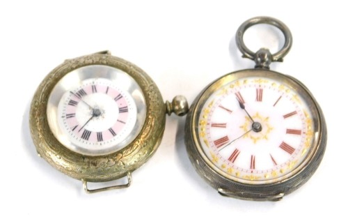 Appraisal: Two watches comprising a Victorian fob watch with white enamel