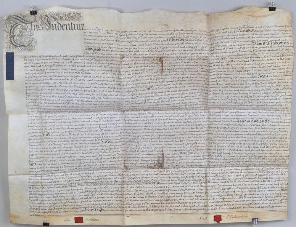 Appraisal: George II English Legal Document handwritten on vellum and bearing