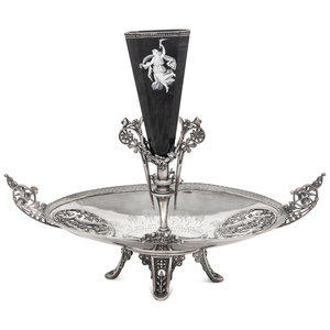 Appraisal: A Victorian Silver-Plate and Enameled Glass Epergne Rogers Smith and