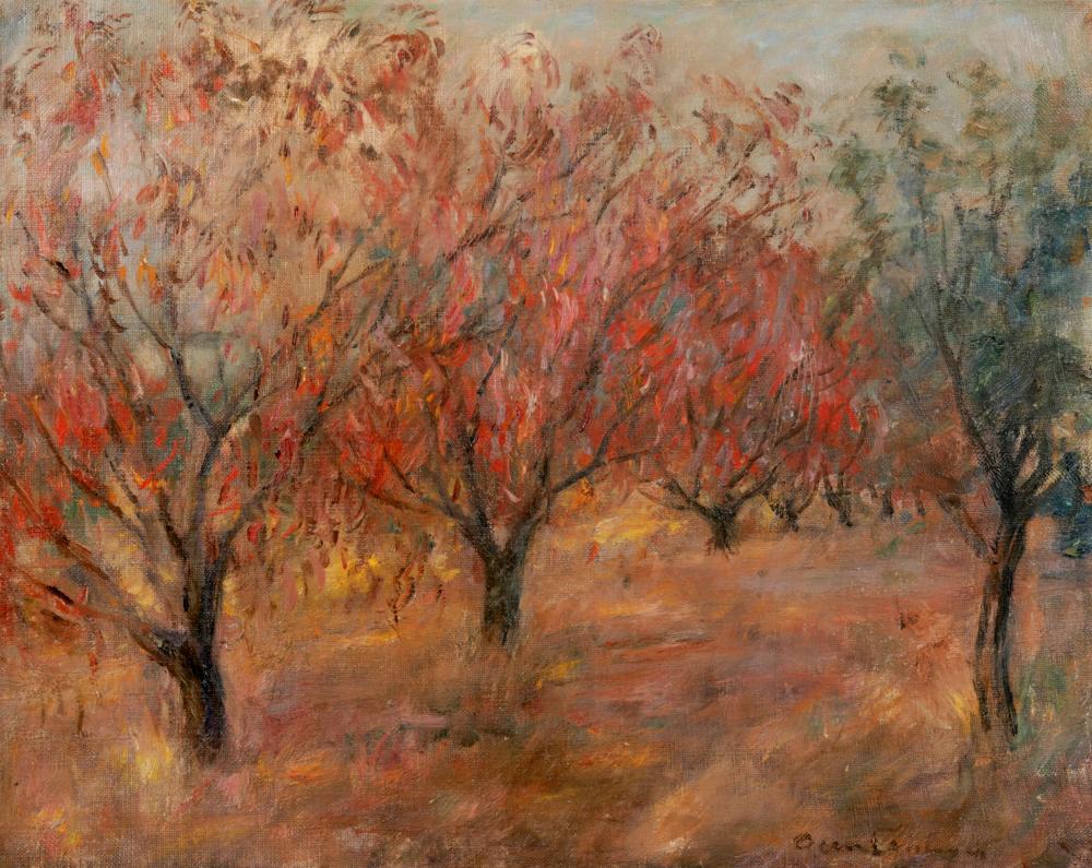 Appraisal: IMPRESSIONIST STYLE AUTUMN LANDSCAPEoil on canvas signed illegibly lower right