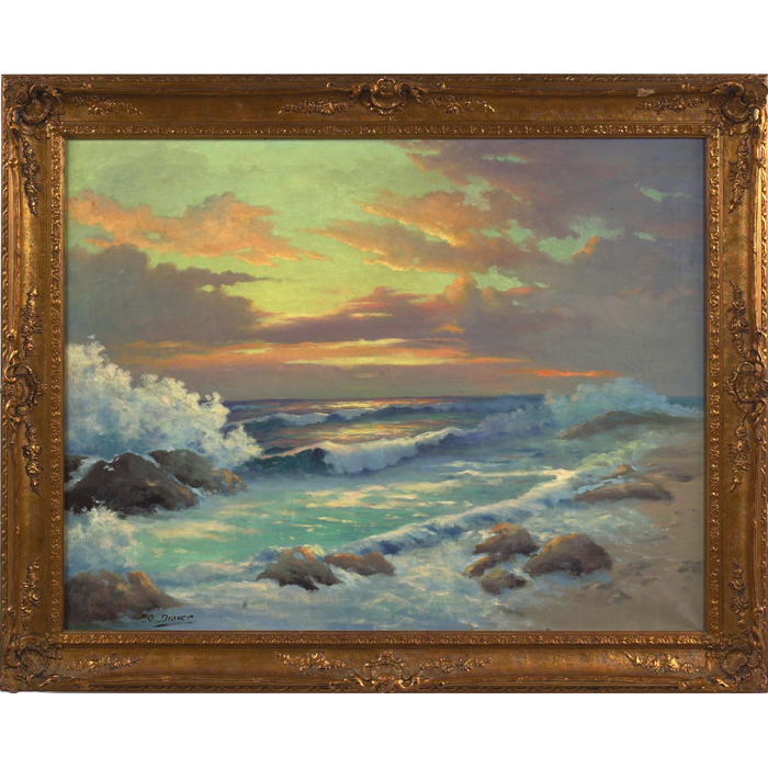 Appraisal: Orrin Draver Coastal Sunset c oil on canvas