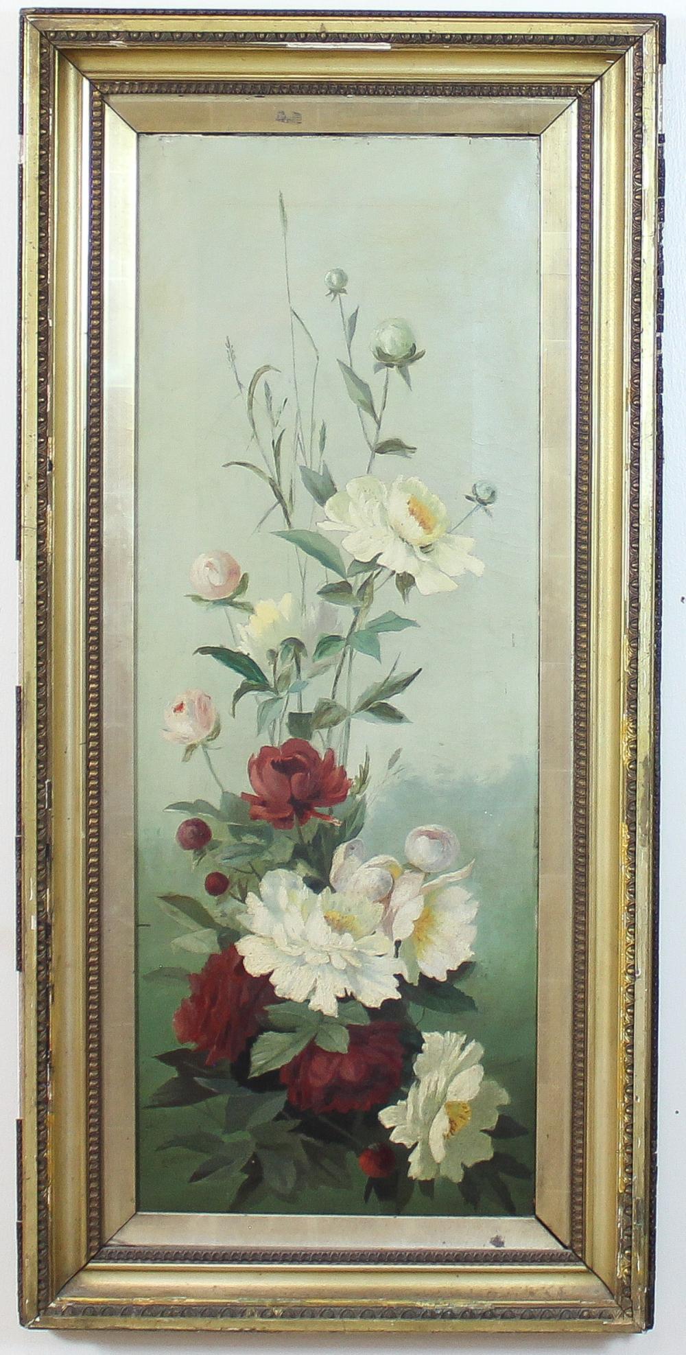 Appraisal: L CLOUGH OIL ON CANVAS floral still-life with roses late