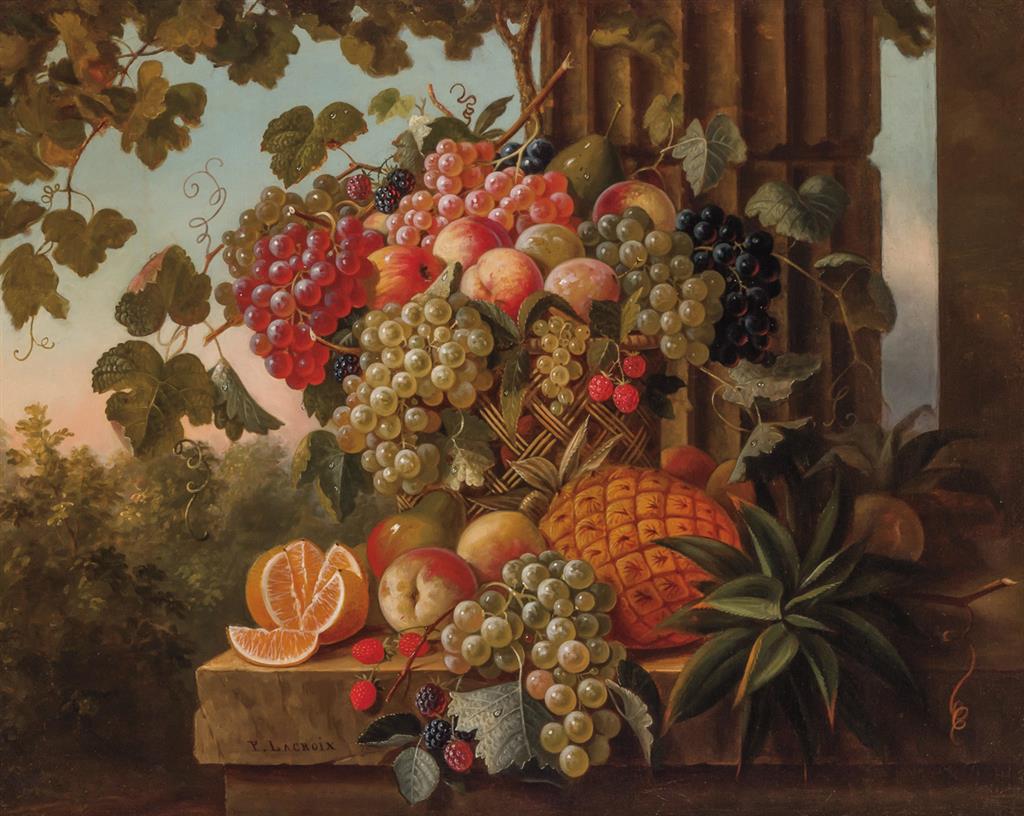 Appraisal: PAUL LACROIX American - Still Life with Pineapple Grapes and