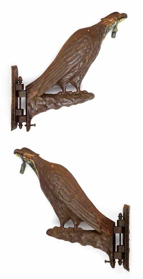 Appraisal: Pair of cast iron eagle form brackets th c h