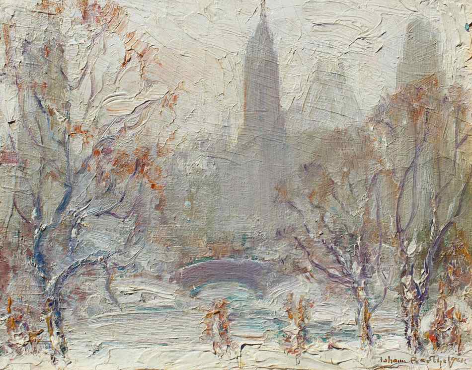 Appraisal: BERTHELSEN Johann American - ''Central Park Winter'' OIL Canvasboard ''