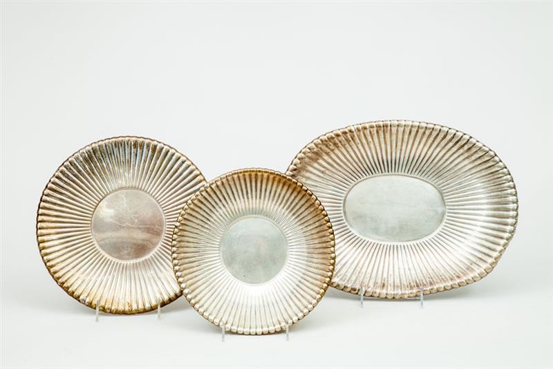 Appraisal: Two Reed Barton Silver Reeded Trays and a Similar American