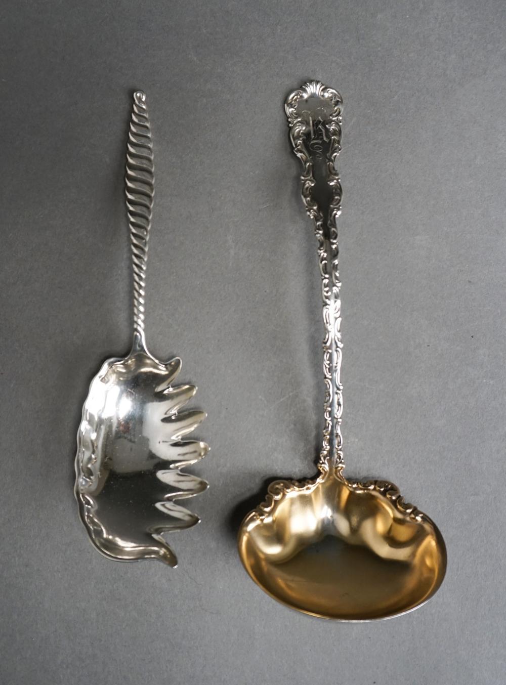 Appraisal: A NEWSALT PARTIAL GOLD-WASH SOUP LADLE AND WHITING STERLING SILVER