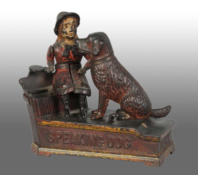 Appraisal: Cast Iron Speaking Dog Mechanical Bank Description American Manufactured by