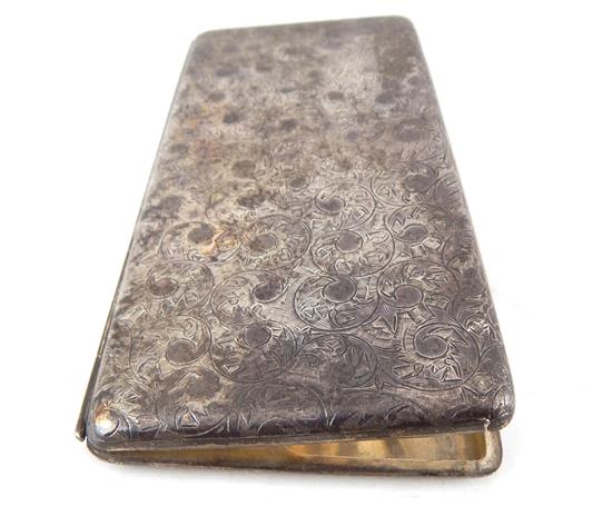 Appraisal: STERLING silver cigarette case etched scroll decoration expandable interior link