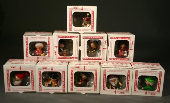 Appraisal: Group of ten wooden figural Steinbach Christmas Ornaments German In