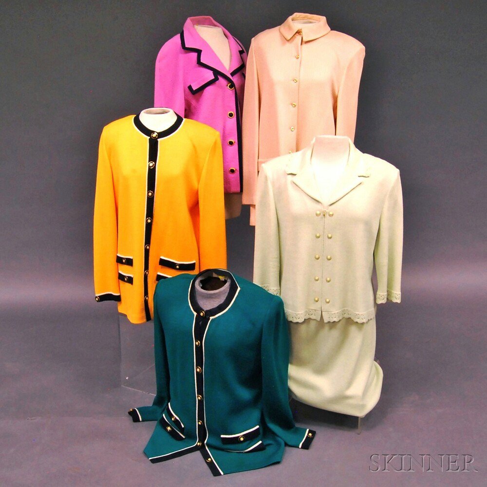 Appraisal: Five St John Knit Wool Cardigan Sweaters all lady's size