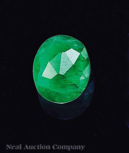 Appraisal: An Unset Colombian Emerald faceted oval cut approx cts length