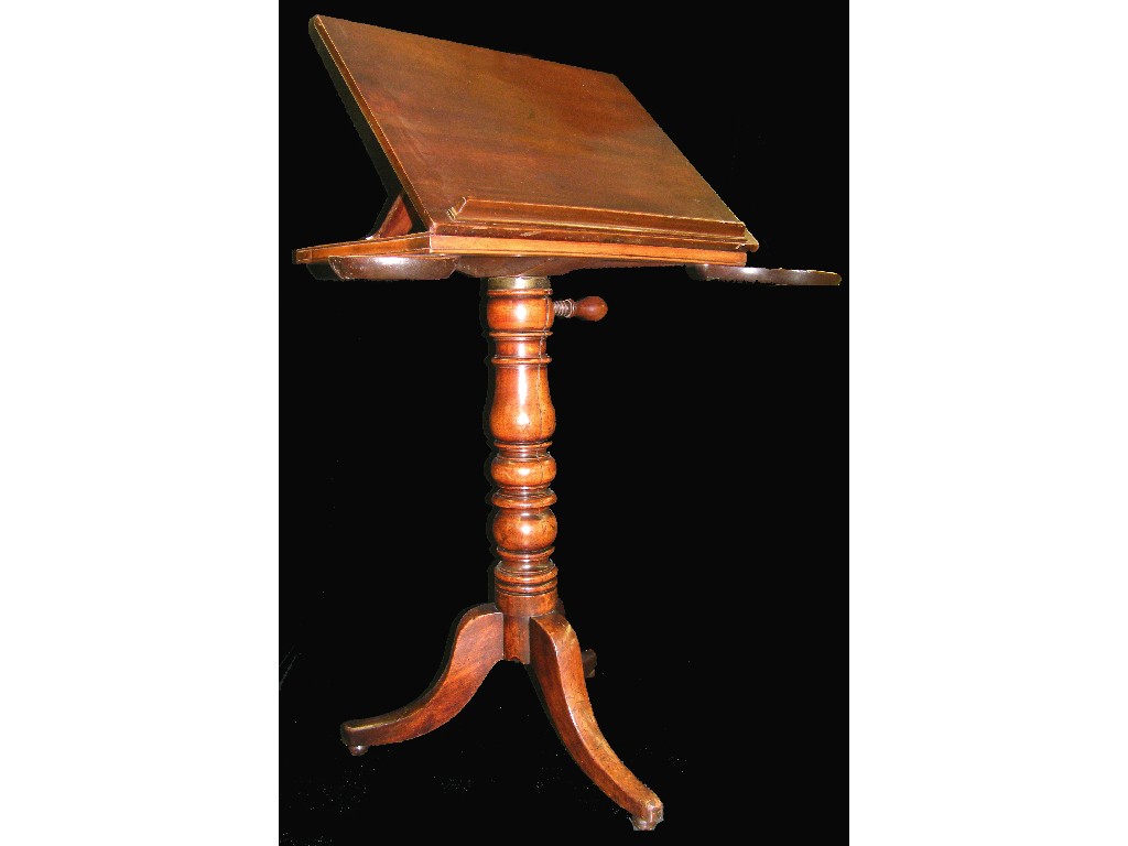 Appraisal: Victorian mahogany adjustable music stand the ledge supported upon a