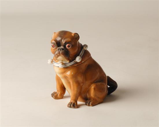 Appraisal: A Porcelain Figural Pug Covered Jar painted and wearing a