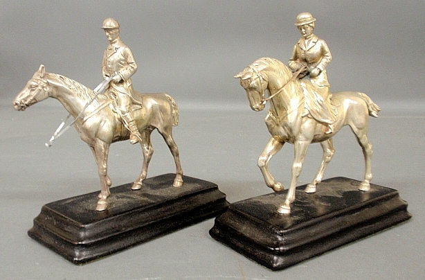 Appraisal: - Pair of Austrian silver foxhunting figures c a lady