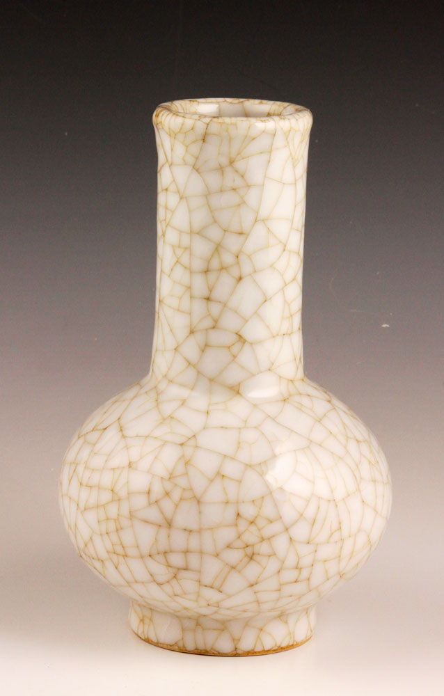 Appraisal: - White Crackle Glazed Vase Small white crackle glazed porcelain