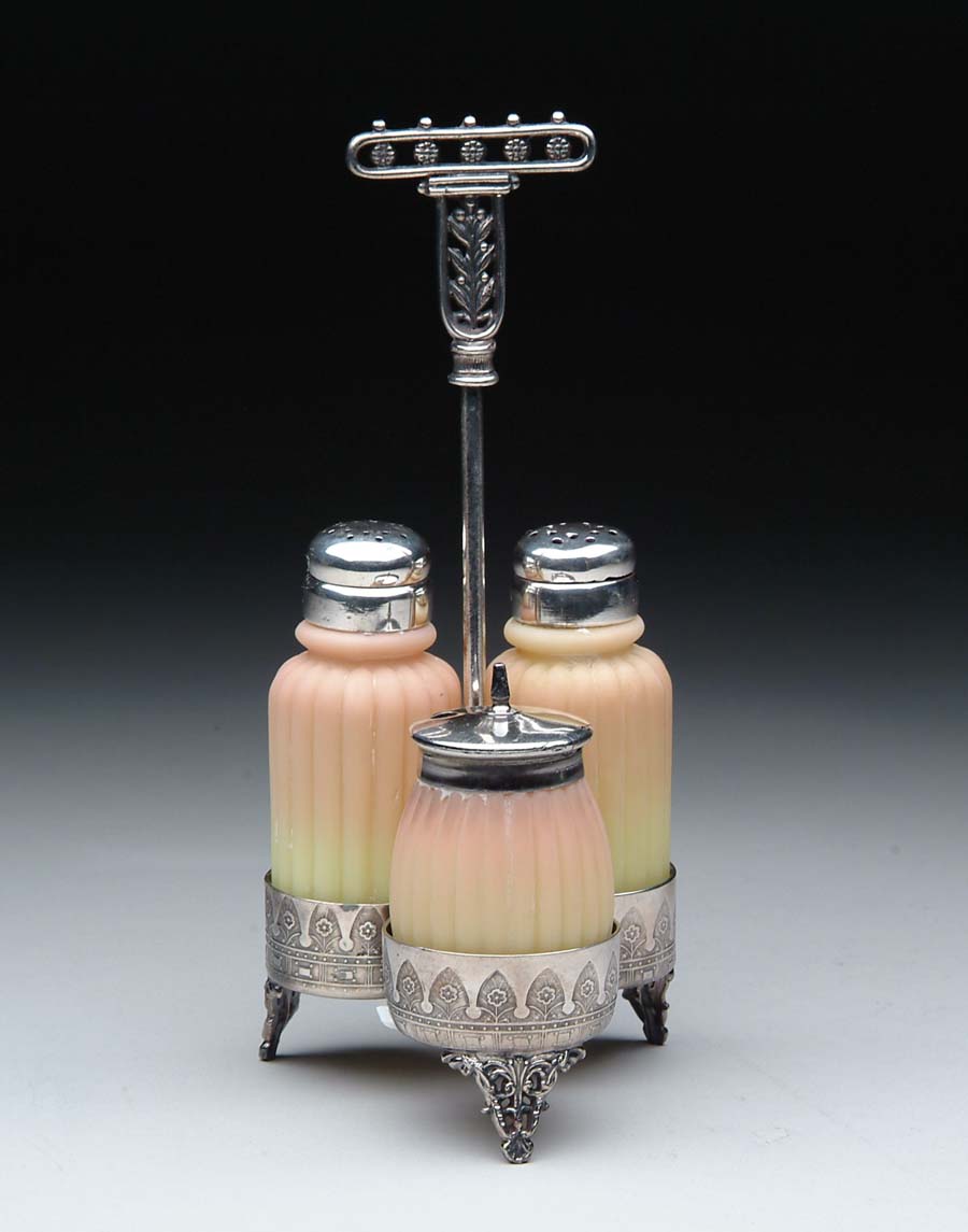 Appraisal: MT WASHINGTON BURMESE CONDIMENT SET Set consists of salt pepper