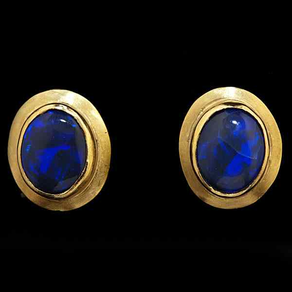 Appraisal: Pair of Custom Designed Black Opal Earrings A pair of