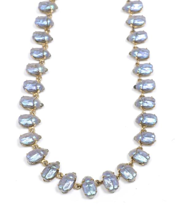 Appraisal: SCARAB NECKLACE ca Charming necklace of fine light blue purple