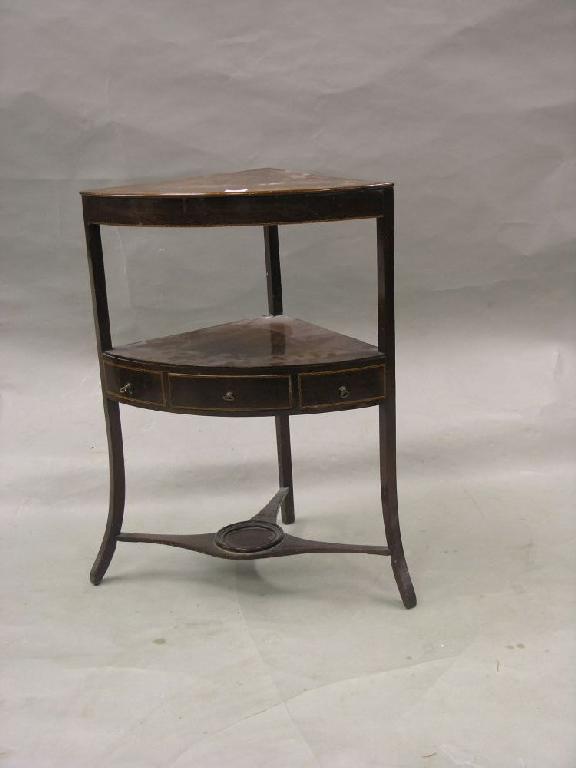 Appraisal: A th century inlaid mahogany corner fitting washstand with single