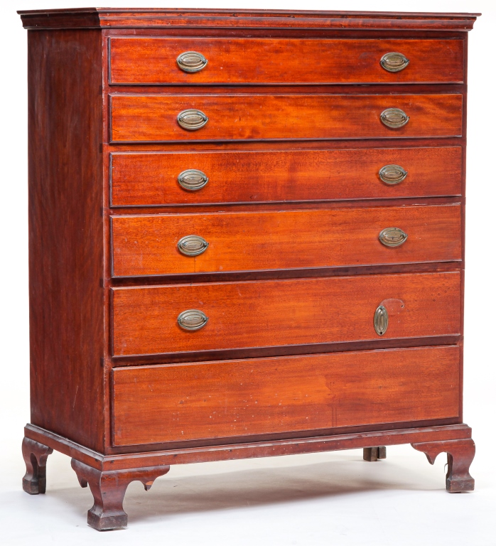 Appraisal: AMERICAN CHIPPENDALE CHEST Late th century birch with pine secondary