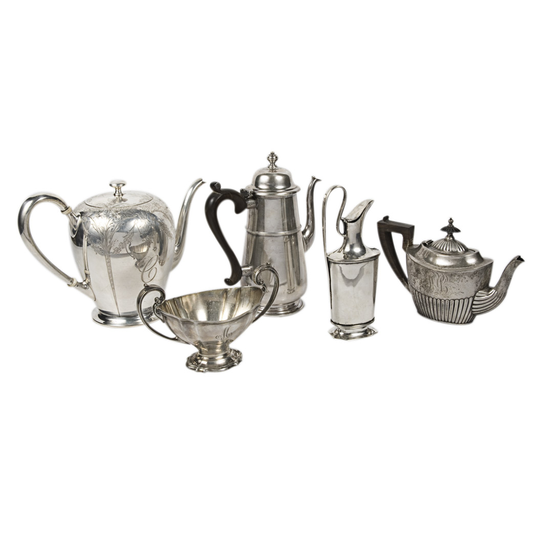 Appraisal: Group of Eight Sterling Silver Table Articles Including teapots coffee