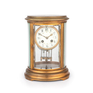 Appraisal: A French Brass Clock th Century Height inches