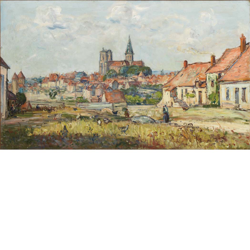 Appraisal: Gustave Madelain French - View of a Town Signed G