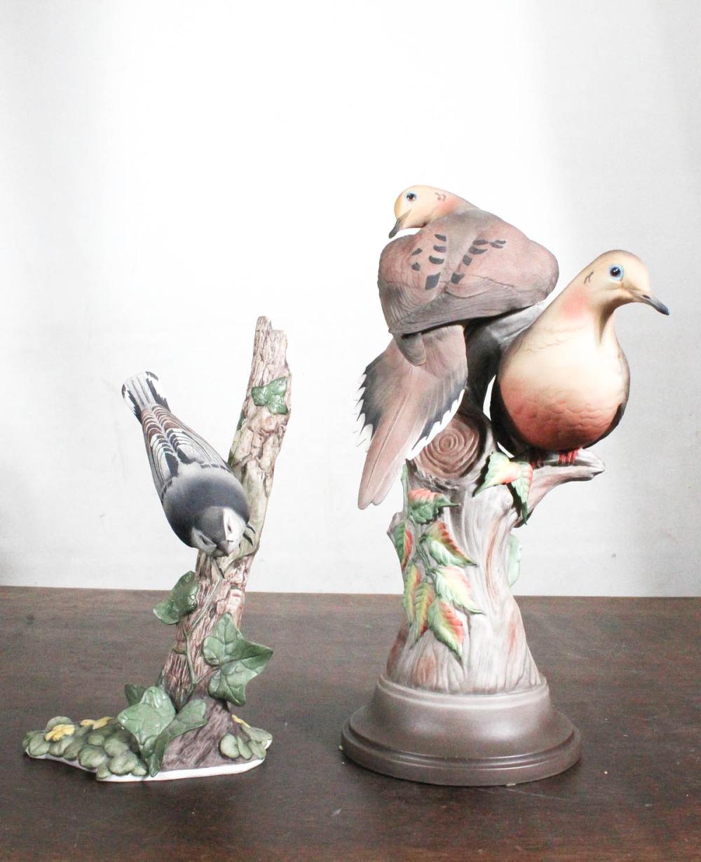 Appraisal: TWO BOEHM PORCELAIN BISQUE FIGURAL SCULPTURES comprised of Morning Doves