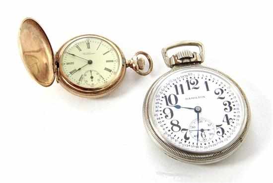 Appraisal: Waltham gold lady's pocket and Hamilton j no railroad watch