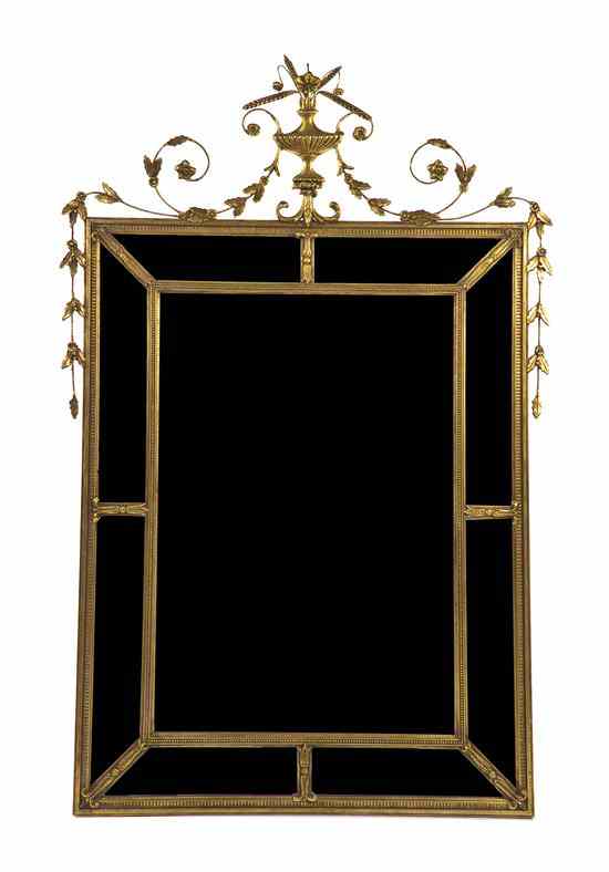 Appraisal: A Giltwood Pier Mirror with an urn and foliate crest