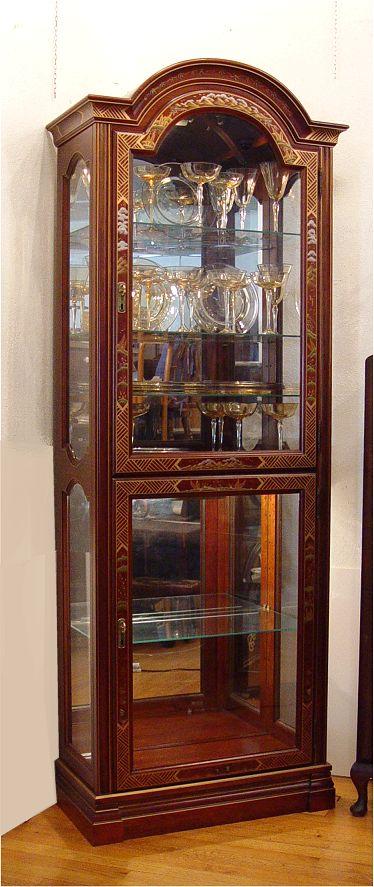 Appraisal: CONTEMPORARY CHINOISERIE DECORATED DISPLAY CABINET Illuminated with glass wooden shelf