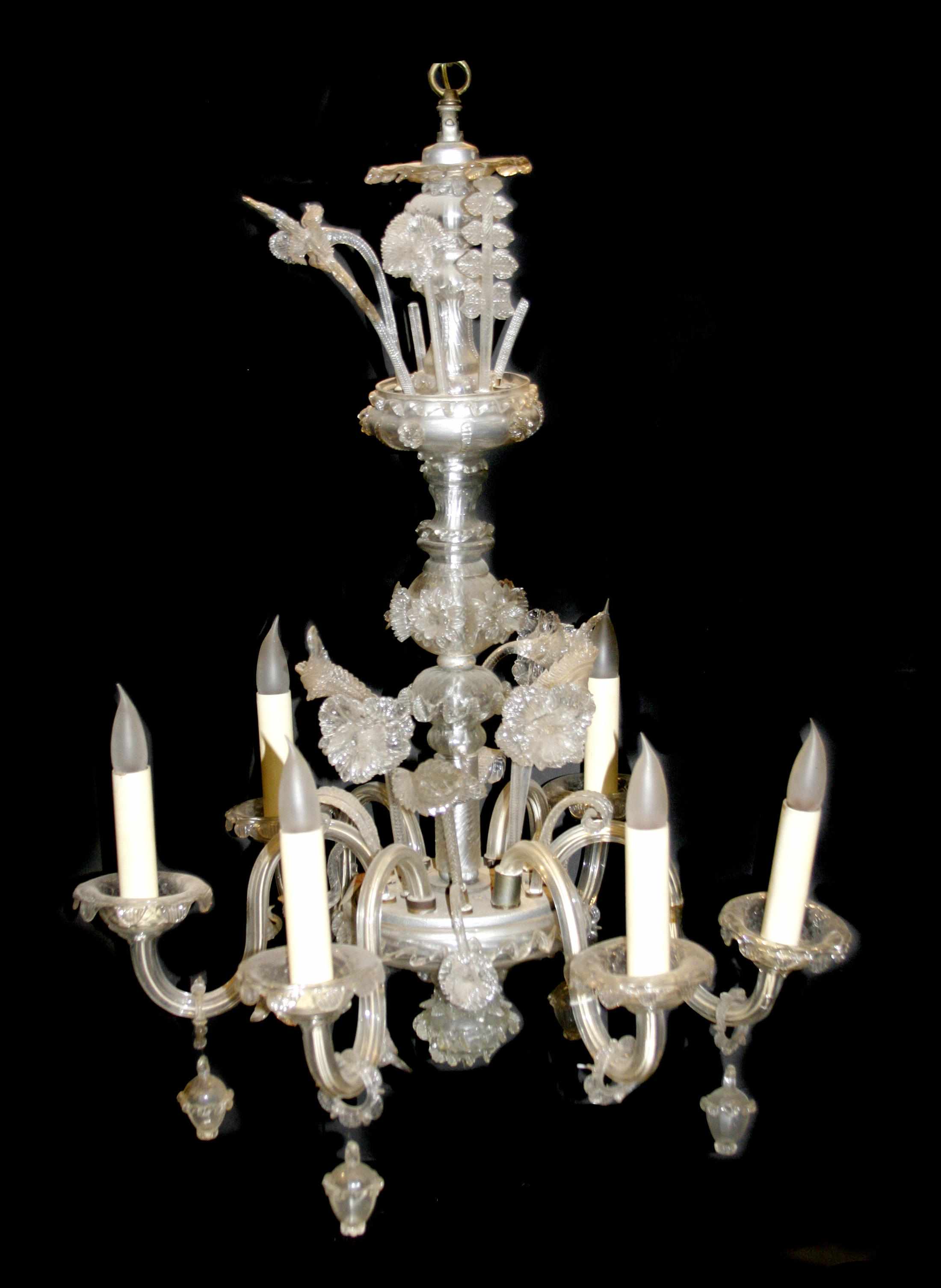 Appraisal: A Venetian glass six light chandelier height in diameter in