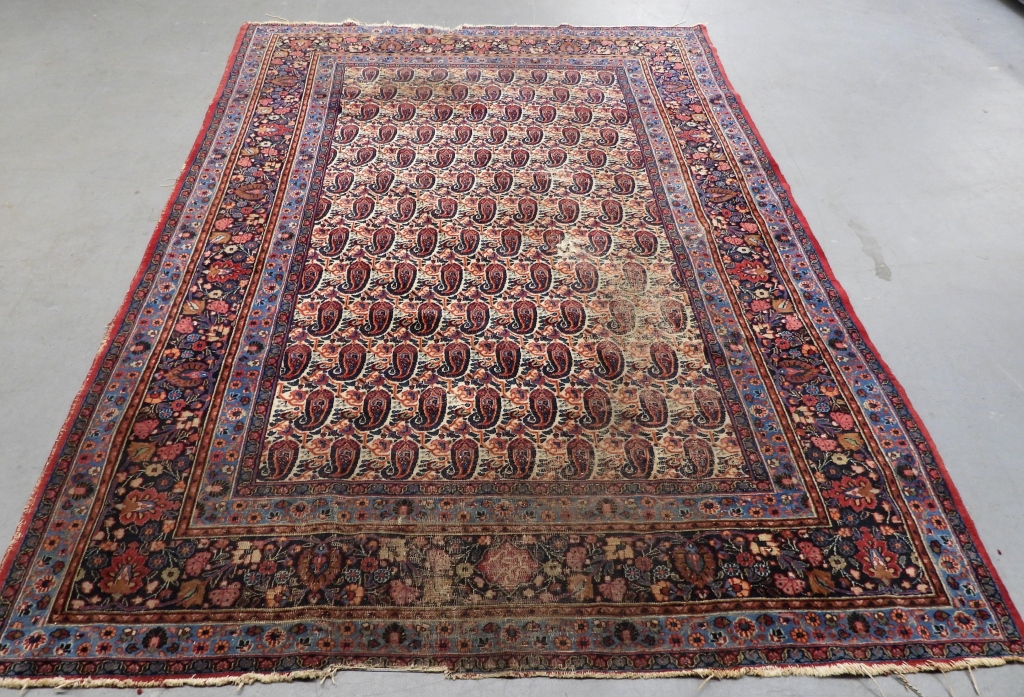 Appraisal: PERSIAN KHORSHAN CARPET RUG Persia th CenturyRepeating central pattern surrounded