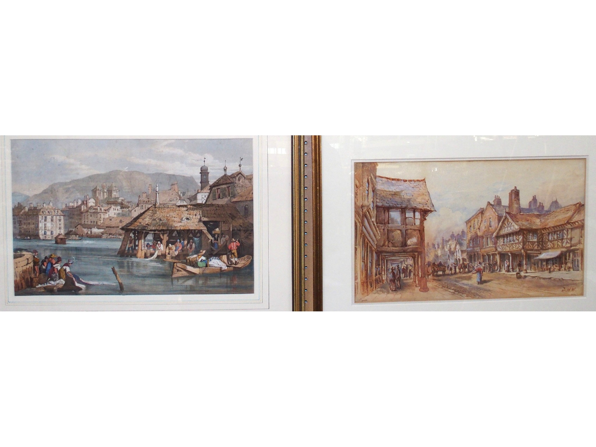 Appraisal: ENGLISH th Century Busy street scene signed with initials J