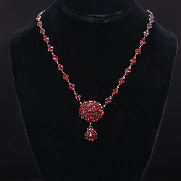 Appraisal: Victorian Garnet drop pendant Necklace