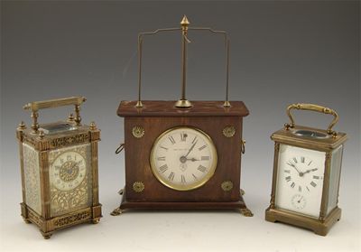 Appraisal: A French gilt brass carriage clock with a platform cylinder