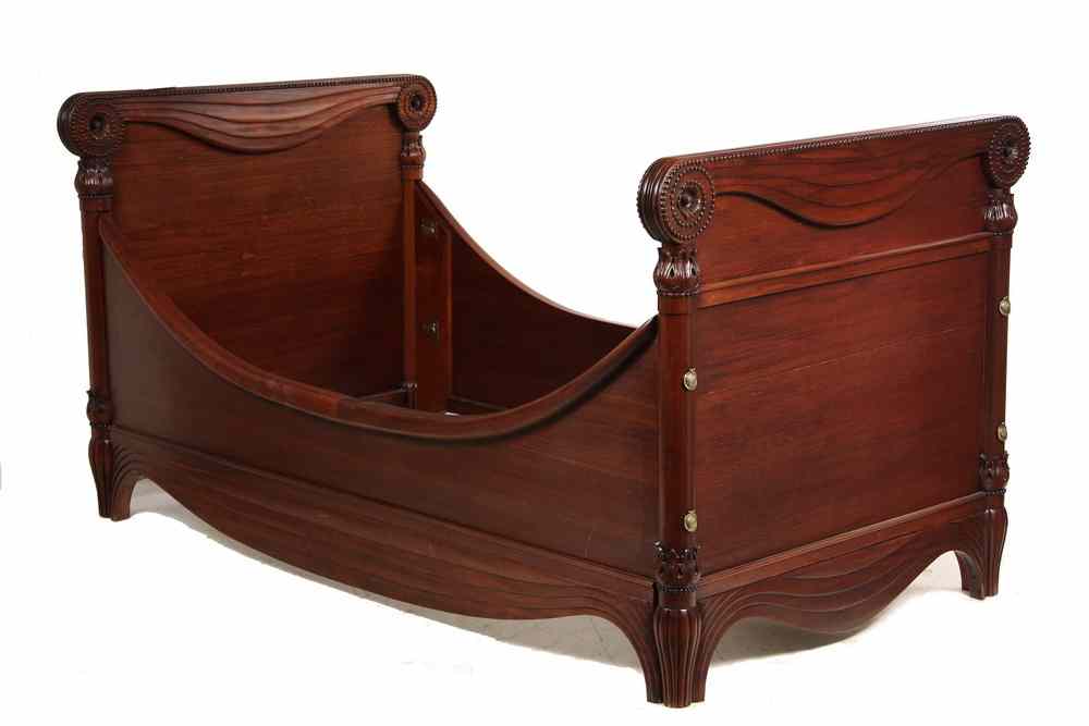 Appraisal: PAIR SLEIGH BEDS - Pair of Contemporary Custom Mahogany Sleigh