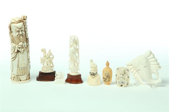 Appraisal: EIGHT IVORY CARVINGS Asian st half- th century God of