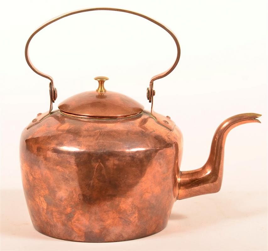 Appraisal: Unsigned Pennsylvania Copper Tea Kettle Unsigned Pennsylvania th Century Copper