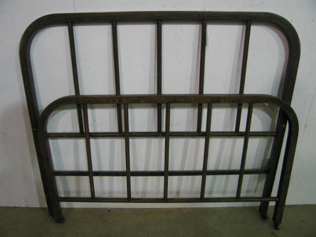 Appraisal: Antique Metal Bed faux oak finish