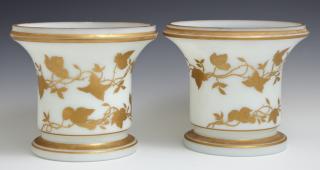 Appraisal: Pair of French Opaline Glass Campana Form Vases Pair of